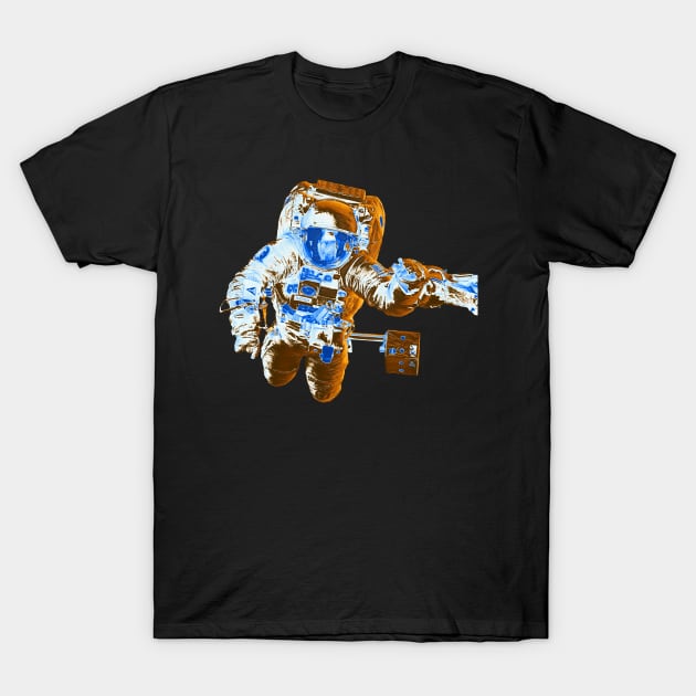 NASA Astronaut in Gold, White and Blue Colors T-Shirt by The Black Panther